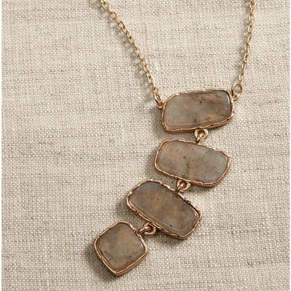 NWT BANANA REPUBLIC LABRADORITE DROP NECKLACE - Picture 2 of 3